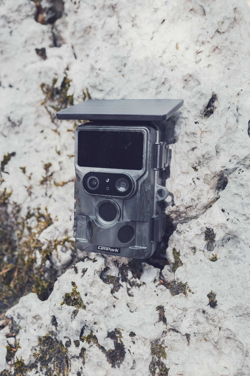Campark TC22 waterproof trail camera with sealed housing, designed to withstand rain, snow, and harsh outdoor conditions for reliable all-weather wildlife monitoring.